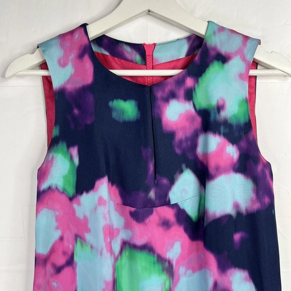 Kate Spade Size 2 Keri Shift Dress Watercolor Simply Cinema Pink Blue Sleeveless